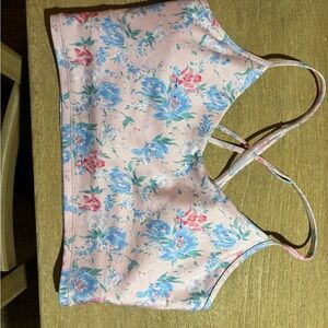 LoveShackFancy x Bandier Floral Sports Bra - Pink and Blue